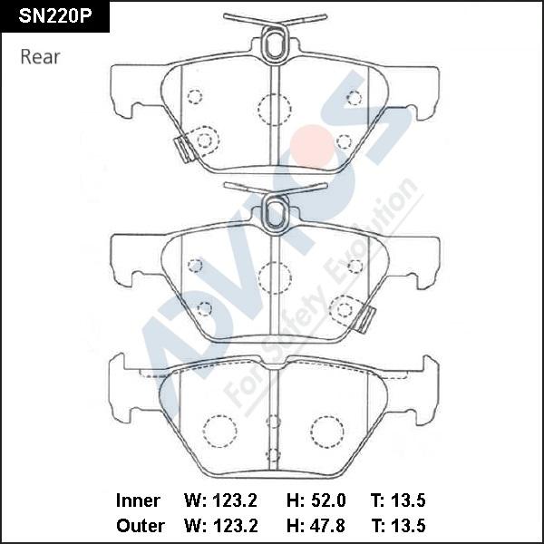 Advics SN220P - Brake Pad Set, disc brake autospares.lv