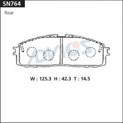 Advics SN764 - Brake Pad Set, disc brake autospares.lv