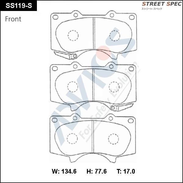 Advics SS119-S - Brake Pad Set, disc brake autospares.lv