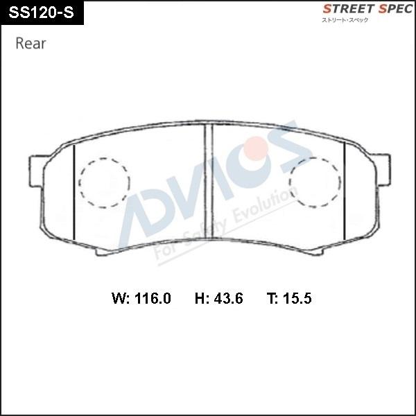 Advics SS120-S - Brake Pad Set, disc brake autospares.lv