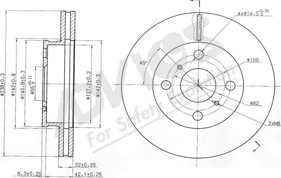 ADVICS-SEA A6F450 - Brake Disc autospares.lv