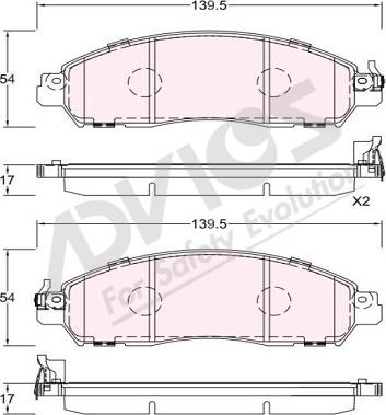 ADVICS-SEA B1N252 - Brake Pad Set, disc brake autospares.lv