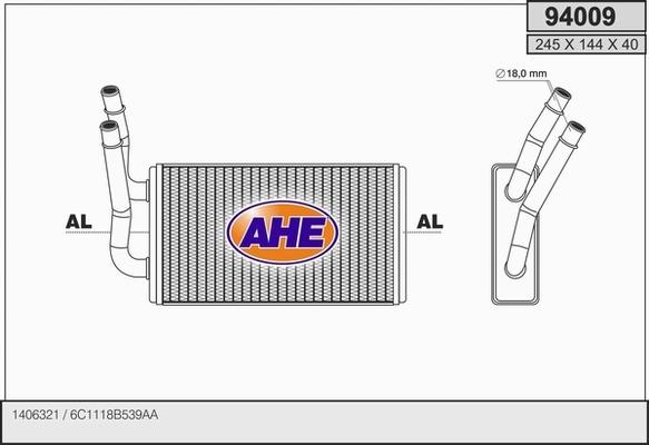 AHE 94009 - Heat Exchanger, interior heating autospares.lv