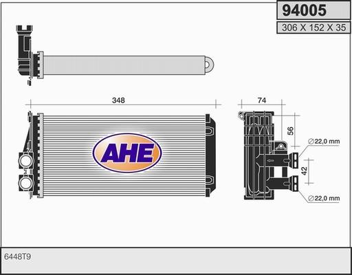 AHE 94005 - Heat Exchanger, interior heating autospares.lv