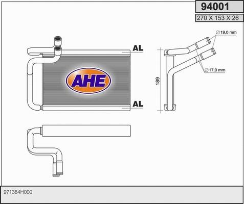 AHE 94001 - Heat Exchanger, interior heating autospares.lv