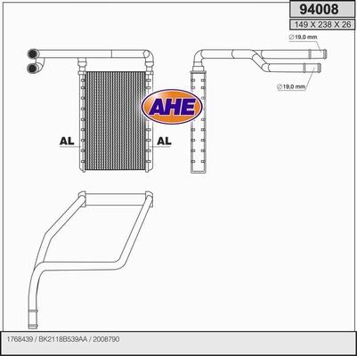 AHE 94008 - Heat Exchanger, interior heating autospares.lv