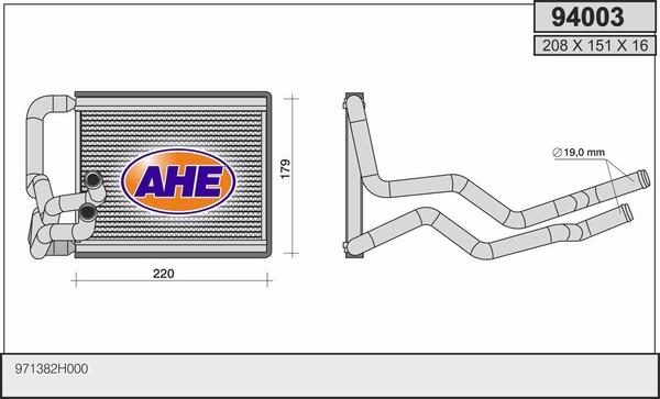 AHE 94003 - Heat Exchanger, interior heating autospares.lv