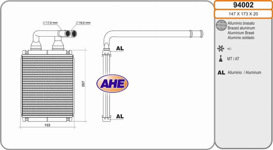 AHE 94002 - Heat Exchanger, interior heating autospares.lv