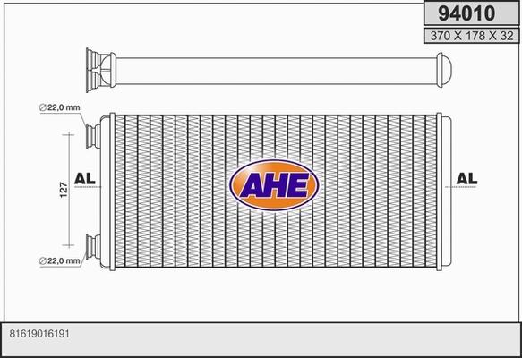 AHE 94010 - Heat Exchanger, interior heating autospares.lv