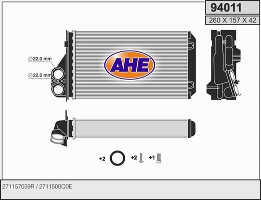 AHE 94011 - Heat Exchanger, interior heating autospares.lv