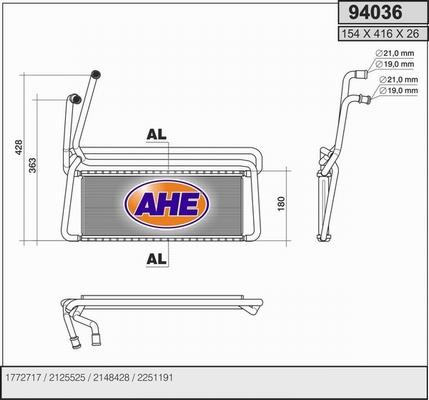 AHE 94036 - Heat Exchanger, interior heating autospares.lv