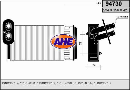 AHE 94730 - Heat Exchanger, interior heating autospares.lv