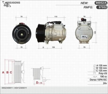 AHE 98952/A - Compressor, air conditioning autospares.lv