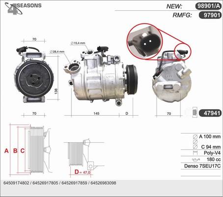 AHE 98901/A - Compressor, air conditioning autospares.lv