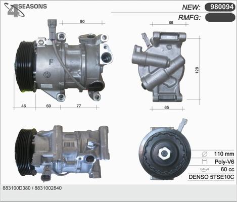 AHE 980094 - Compressor, air conditioning autospares.lv