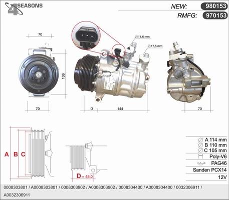 AHE 980153 - Compressor, air conditioning autospares.lv