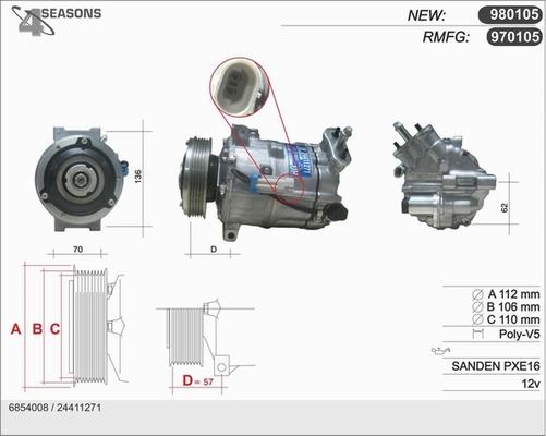 AHE 980105 - Compressor, air conditioning autospares.lv