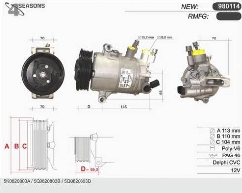 AHE 980114 - Compressor, air conditioning autospares.lv