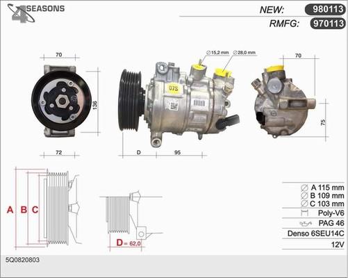 AHE 980113 - Compressor, air conditioning autospares.lv