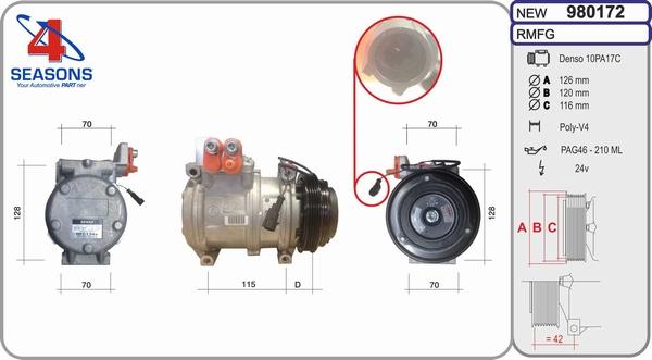 AHE 980172 - Compressor, air conditioning autospares.lv