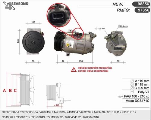 AHE 98856 - Compressor, air conditioning autospares.lv