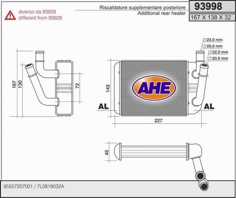 AHE 93998 - Heat Exchanger, interior heating autospares.lv