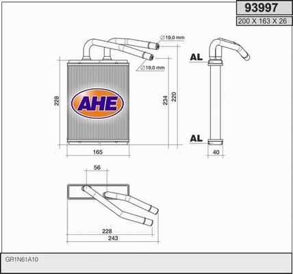 AHE 93997 - Heat Exchanger, interior heating autospares.lv