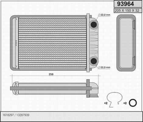 AHE 93964 - Heat Exchanger, interior heating autospares.lv