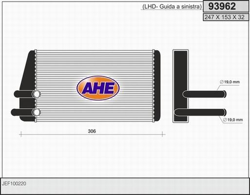 AHE 93962 - Heat Exchanger, interior heating autospares.lv