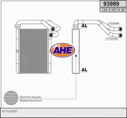 AHE 93989 - Heat Exchanger, interior heating autospares.lv