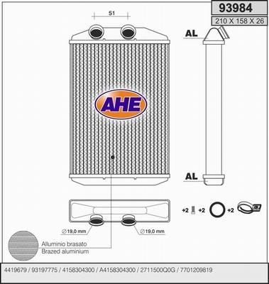 AHE 93984 - Heat Exchanger, interior heating autospares.lv