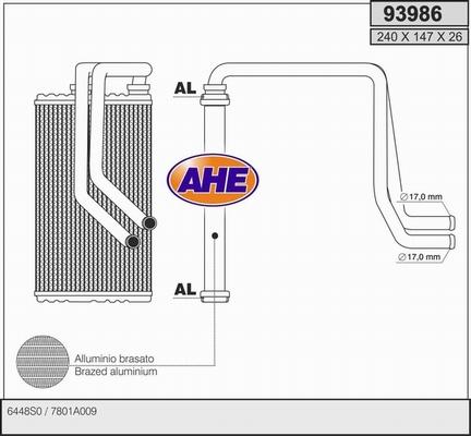 AHE 93986 - Heat Exchanger, interior heating autospares.lv