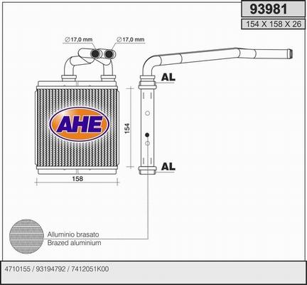 AHE 93981 - Heat Exchanger, interior heating autospares.lv