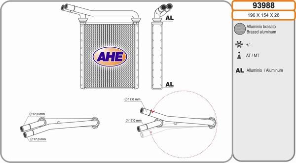 AHE 93988 - Heat Exchanger, interior heating autospares.lv