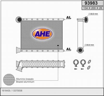 AHE 93983 - Heat Exchanger, interior heating autospares.lv