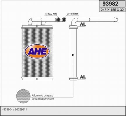 AHE 93982 - Heat Exchanger, interior heating autospares.lv