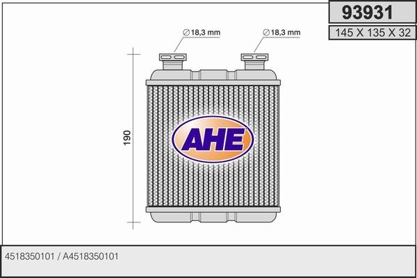 AHE 93931 - Heat Exchanger, interior heating autospares.lv
