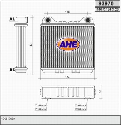 AHE 93970 - Heat Exchanger, interior heating autospares.lv