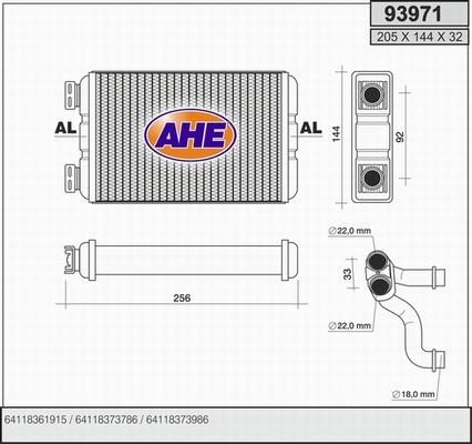 AHE 93971 - Heat Exchanger, interior heating autospares.lv