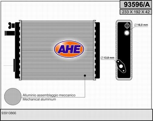 AHE 93596/A - Heat Exchanger, interior heating autospares.lv