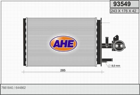 AHE 93549 - Heat Exchanger, interior heating autospares.lv
