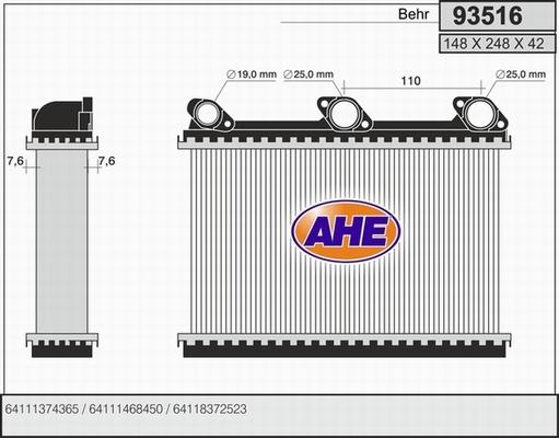 AHE 93516 - Heat Exchanger, interior heating autospares.lv