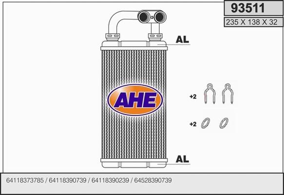 AHE 93511 - Heat Exchanger, interior heating autospares.lv