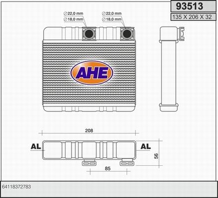 AHE 93513 - Heat Exchanger, interior heating autospares.lv