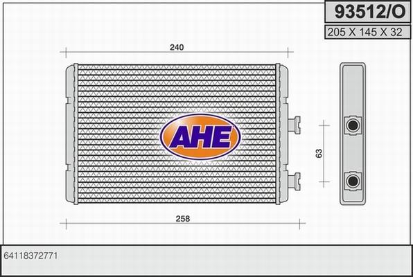 AHE 93512/O - Heat Exchanger, interior heating autospares.lv