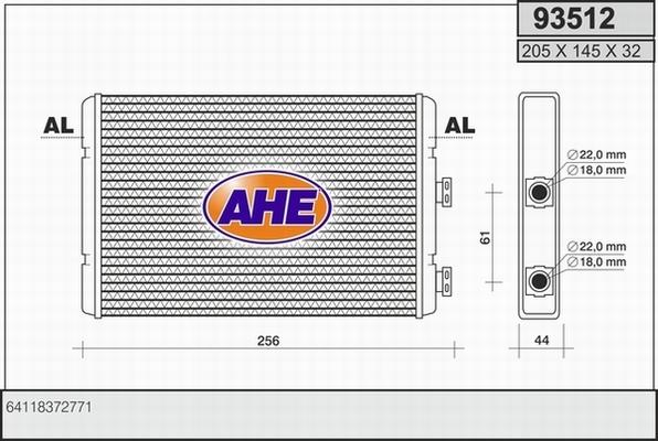 AHE 93512 - Heat Exchanger, interior heating autospares.lv