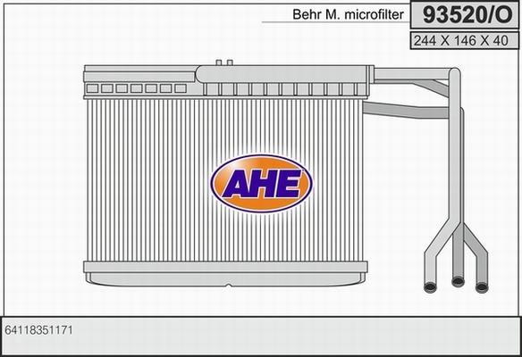 AHE 93520/O - Heat Exchanger, interior heating autospares.lv