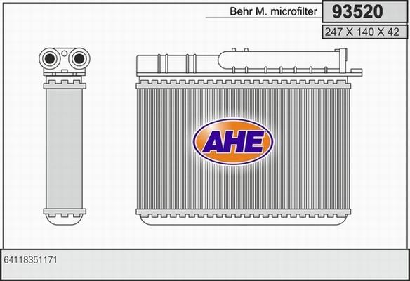 AHE 93520 - Heat Exchanger, interior heating autospares.lv