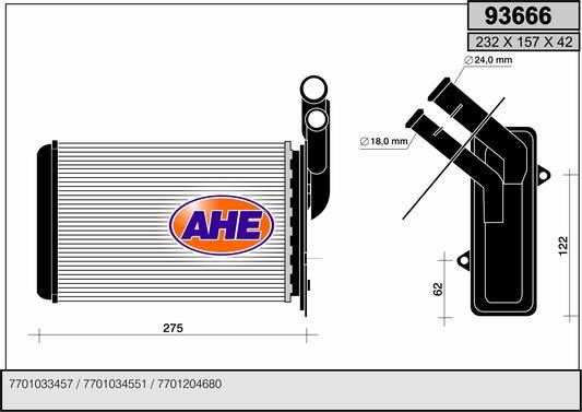 AHE 93666 - Heat Exchanger, interior heating autospares.lv