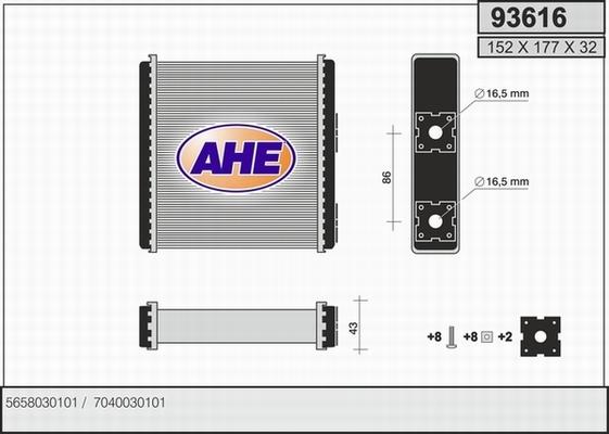 AHE 93616 - Heat Exchanger, interior heating autospares.lv
